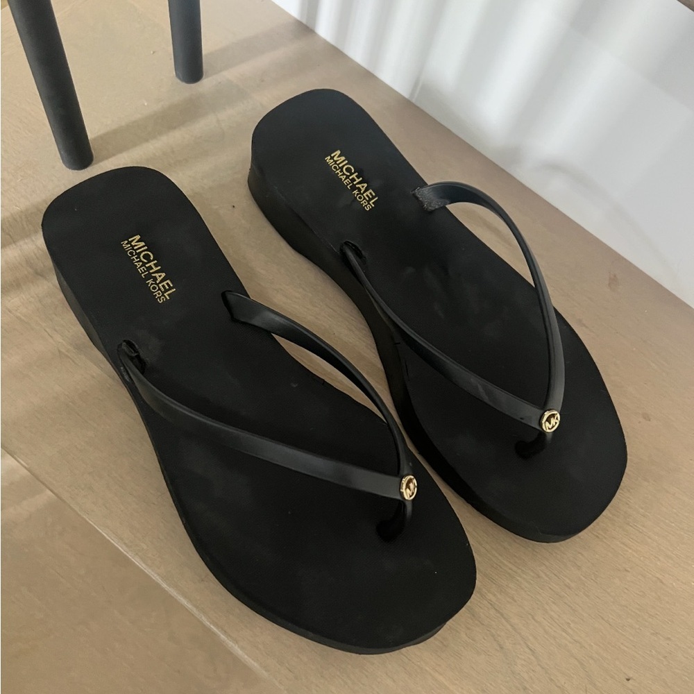 Michael Kors Black Flip Flops